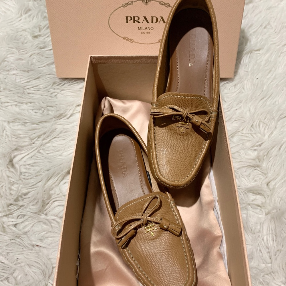 Prada Women’s Saffiano Leather Driver Loafers
